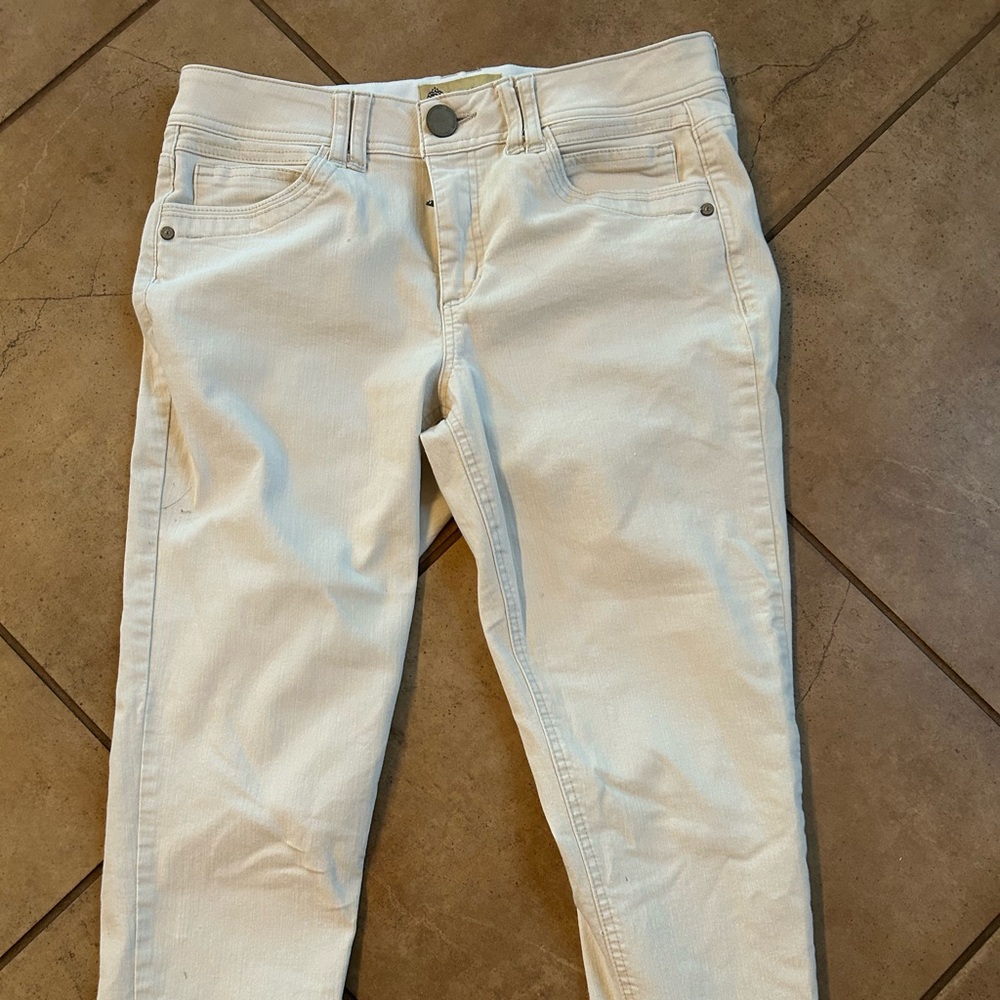 Democracy Cream/Off-White Skinny Jeans, “AB” Technology, Size 10